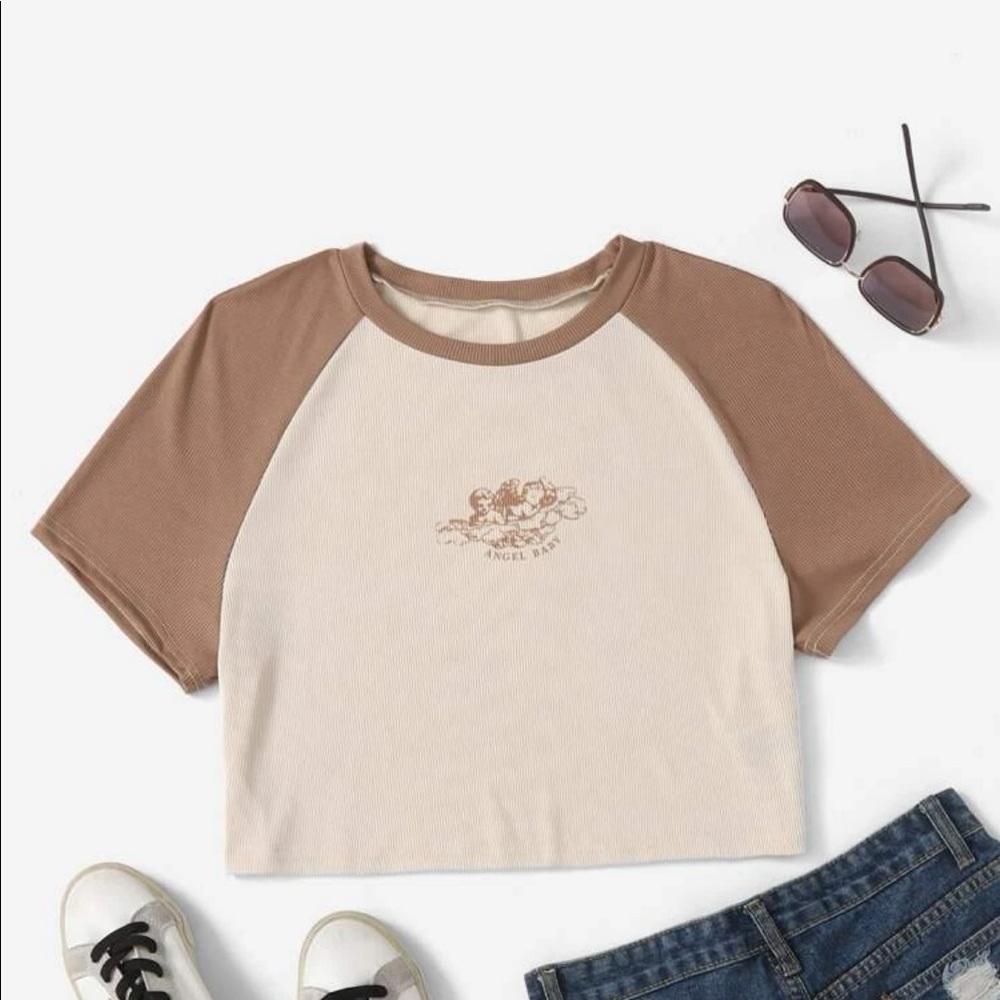 Plus Size Angel Baby Rib Knit Crop Top